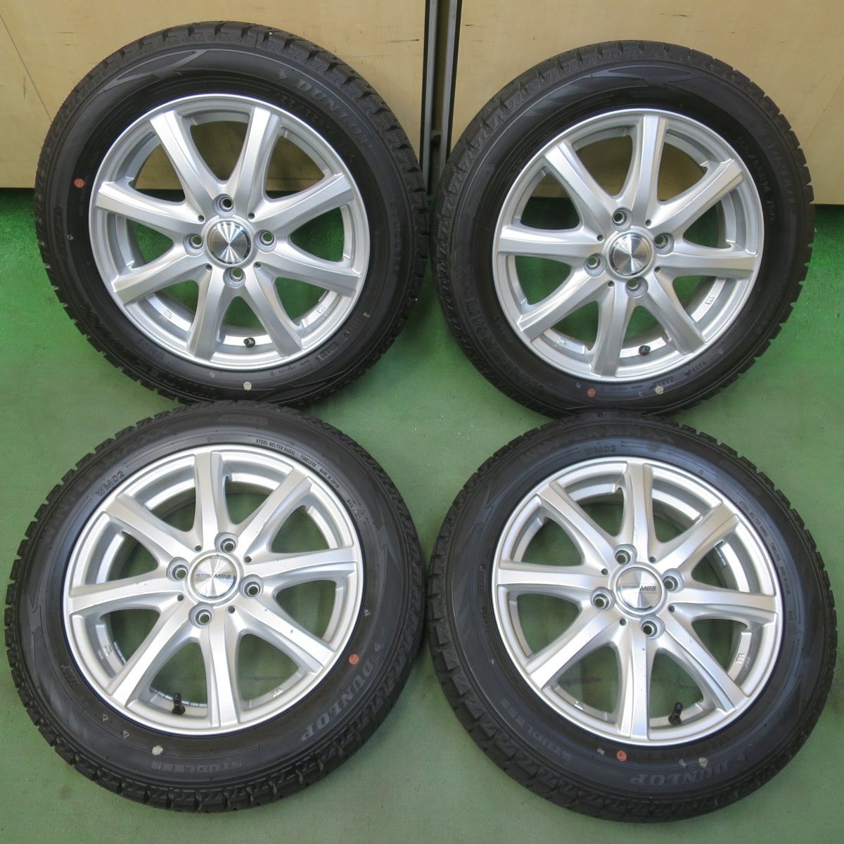 バリ溝！ほぼ10分◎スタッドレス 155/65R14 ダンロップ ウインターマックス WM02 MACBES MB8 マクベス 14インチ PCD100/4H◎6061503イス 21,754円