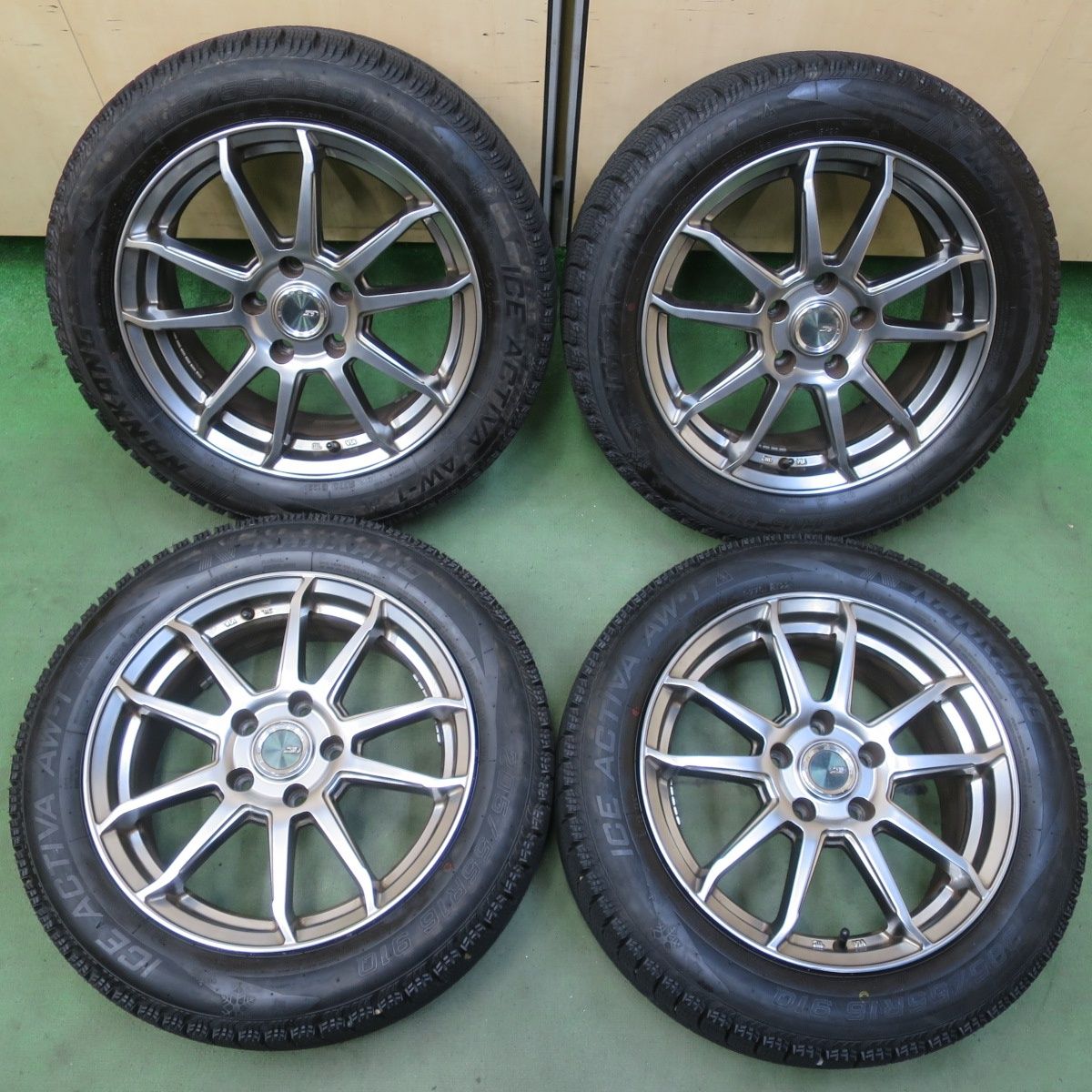 バリ溝！22年！ほぼ10分◎BMW MINI 等 205/55R16 スタッドレス ナンカン アイスアクティバ AW-1 BROCKEN ブロッケン 16インチ PCD112/5H◎6061506イス