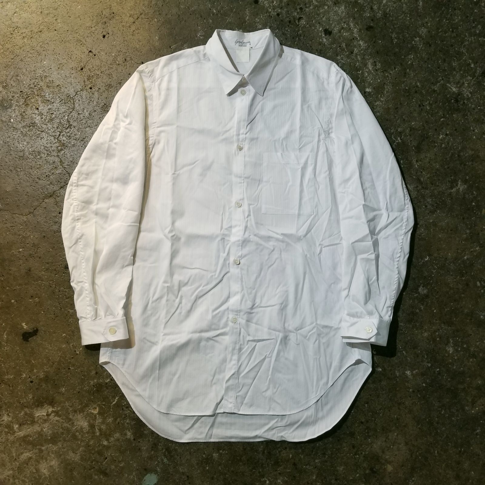 Yohji Yamamoto POUR HOMME 80s 袖切替 ウェーブ刺繡シャツ 袖口フラップ ヨウジヤマモトプールオム 1980s
