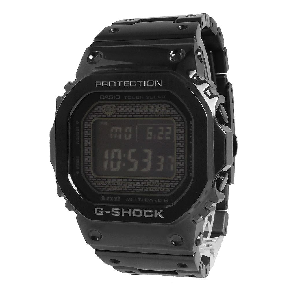 カシオ GMW-B5000GD-1JF G-SHOCK Gショック 5000シリーズ フルメタル Bluetooth搭載 電波ソーラー タフソーラー ステンレススチール ブラック 腕時計 保証書付 CASIO（美品）