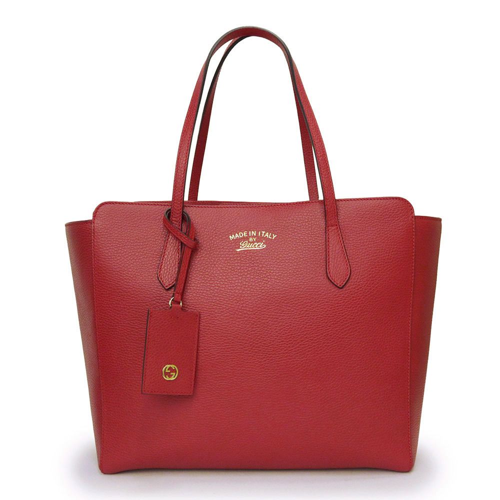 グッチ 354397 スウィング トート レッド レザー ハンドバッグ ゴールド金具 GUCCI（未使用　展示品）