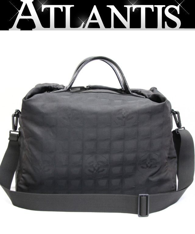 シャネル CHANEL ニュートラベル ボストンバッグ ナイロン 黒 黒金具 6番台 【75239】