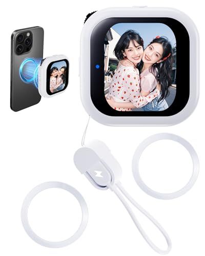 【最新ワイヤレス接続】 スマホ用自撮りモニター 外カメラ自撮り じどりモニター 自撮りカメラ iPhone背面 ズーム撮影 鏡像反転 スマホ Vlog用モニター画面 高精細外部ディスプレイ 磁気式 超薄型 超軽量 iphone17シリーズ全機 5526a6f9
