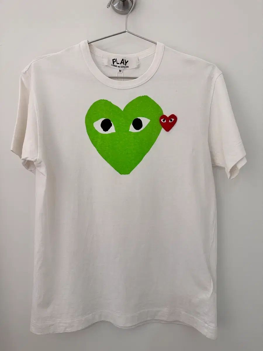 M コム・デ・ギャルソン PLAY 半袖Tシャツ 白 緑 ハート