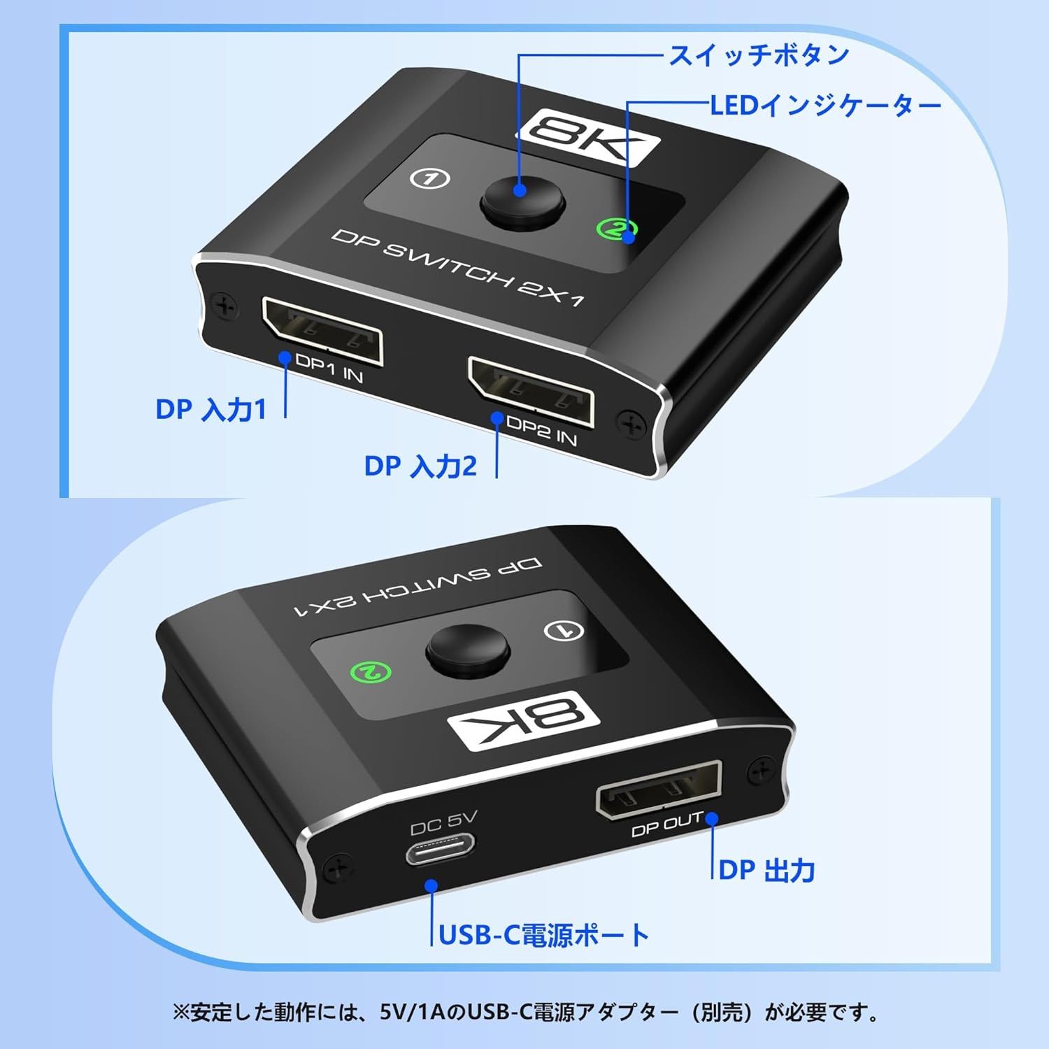 SYO_SHOPs XL2566K たのメル便 DP1.4おまけ DisplayPort切替器 2入力1出力 8K/60Hz対応 DP1.4 - メルカリ