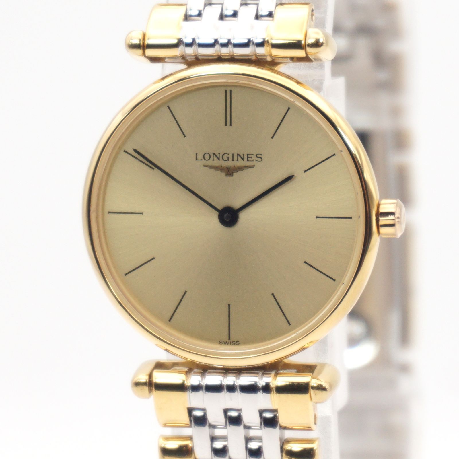 ⭐LONGINES ロンジン L4.135.2 クォーツ レディース腕時計 ゴールド文字盤 コンビブレス 新品電池交換済み アナログ 2針 ドレスウォッチ スイス製 エレガント ビジネス フォーマル 人気モデル 美品 動作品 32,435円