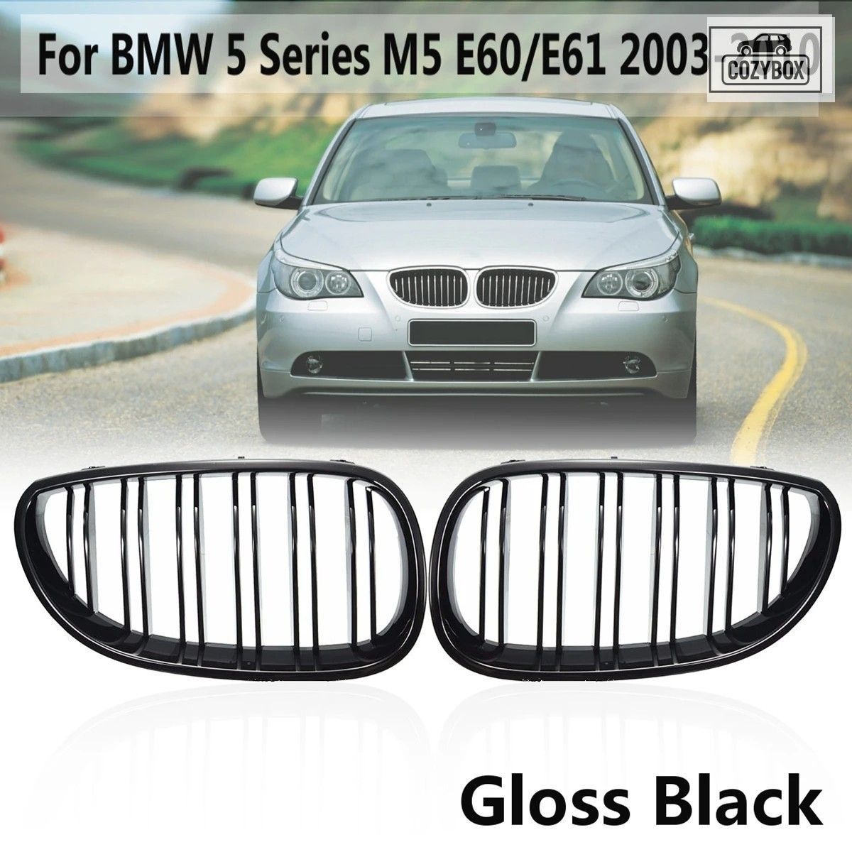 黒レーシングフロント グリル BMW 5 シリーズ E60 E61 M5 520I 535I 550I 2003-2010