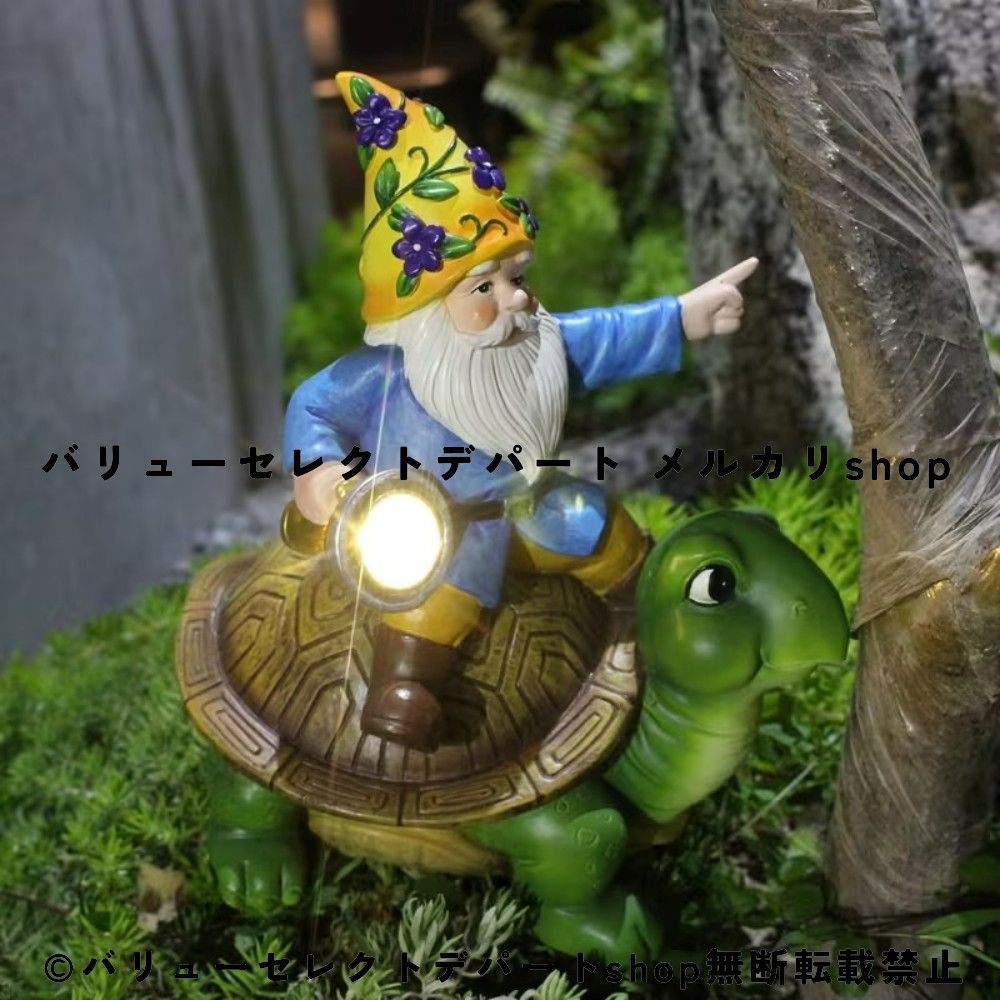 ソーラーライト ガーデンオーナメント ドワーフ 小人 置物 レジン製 LEDライト 自動点灯 光センサー 屋外照明 ガーデンライト 庭園オブジェ 妖精 ガーデニング雑貨 テラス 玄関アプローチ 小道 芝生 ベランダ バルコニー デコレーション 防水風