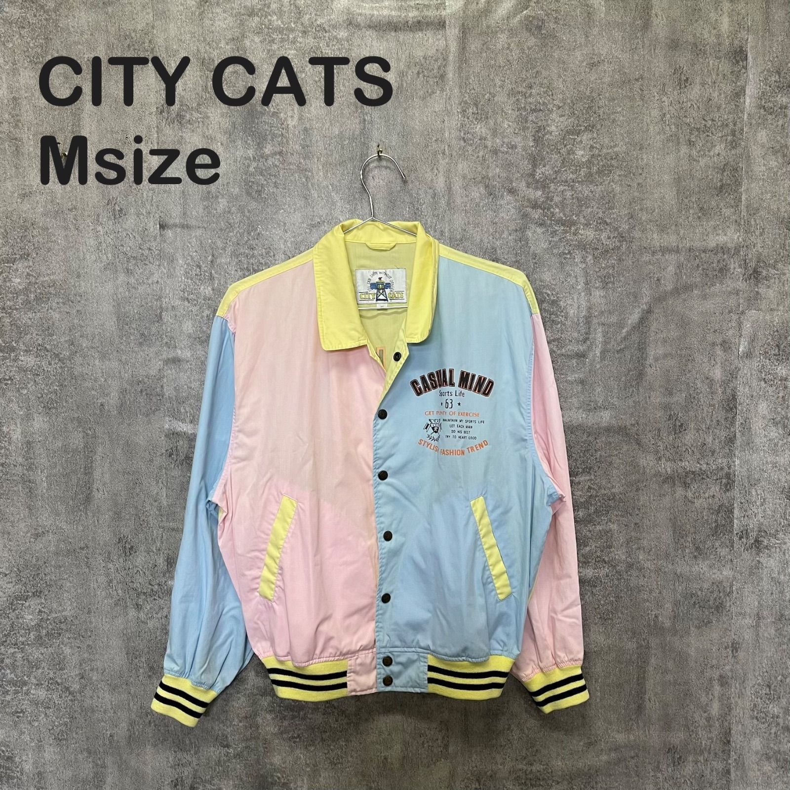 Y-922】CITY CATS シティキャッツ M スタジャン ナイロンジャケット