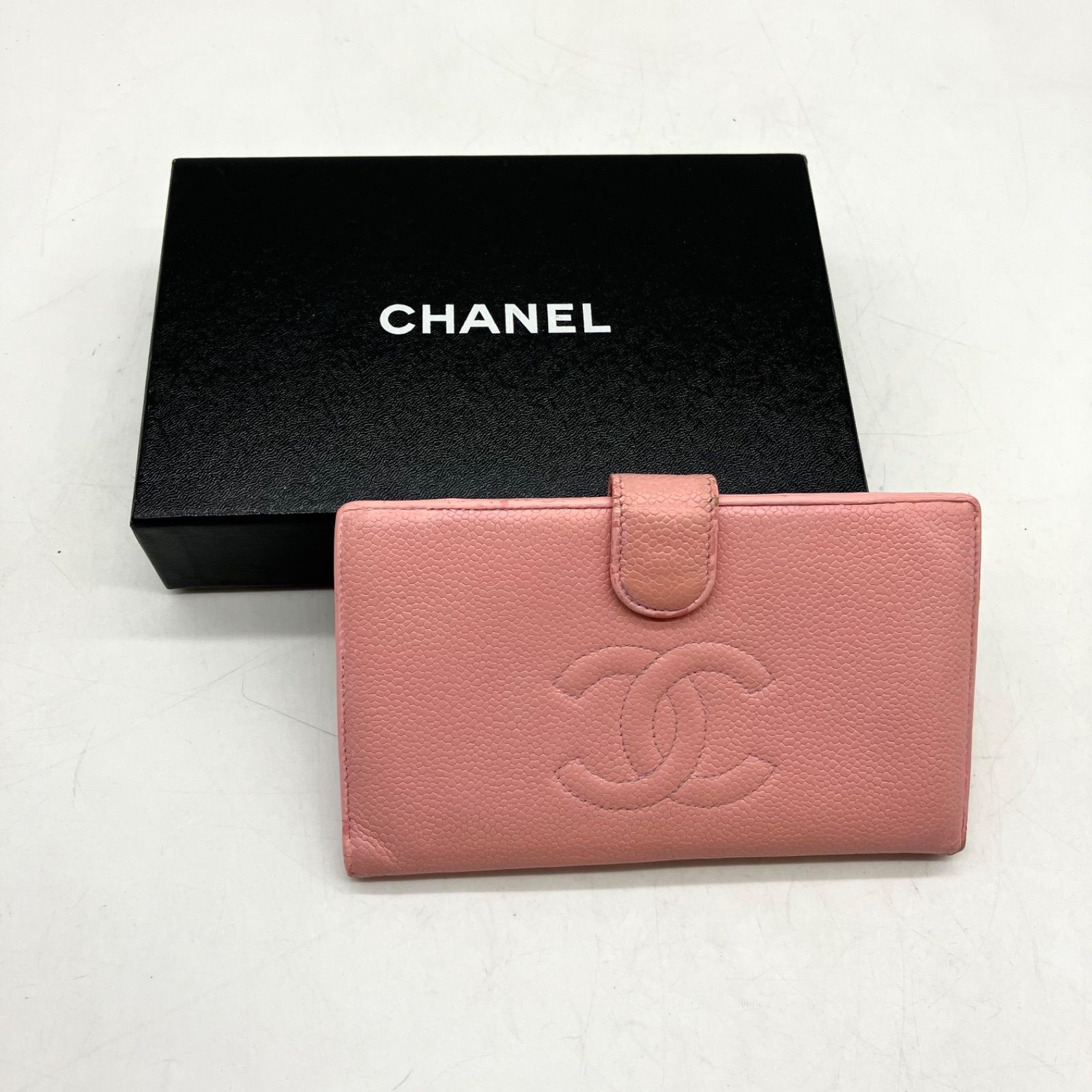 H375【お買い得】CHANEL 長財布 ココマーク キャビアスキン ピンク