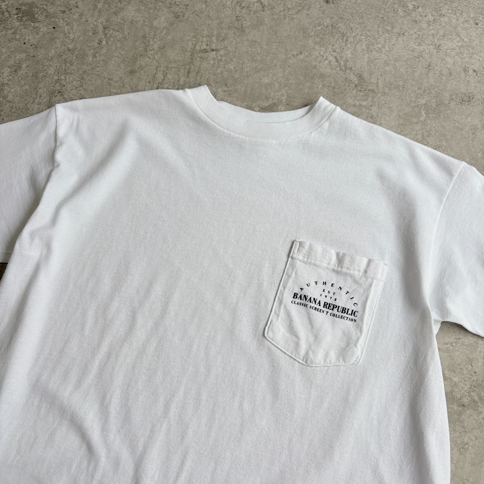 90s USA製 BANANA REPUBLIC World map Printed Pocket T-shirt 【 pink