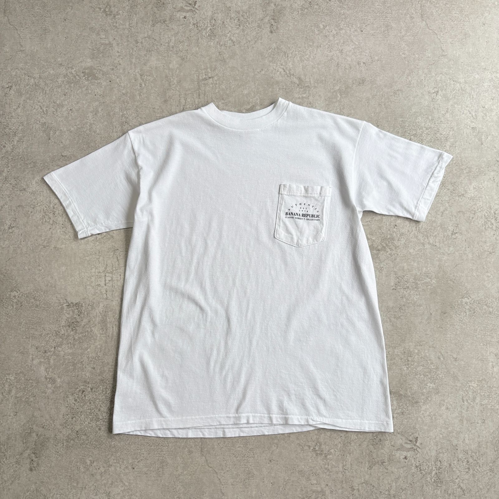 90s USA製 BANANA REPUBLIC World map Printed Pocket T-shirt 【 pink
