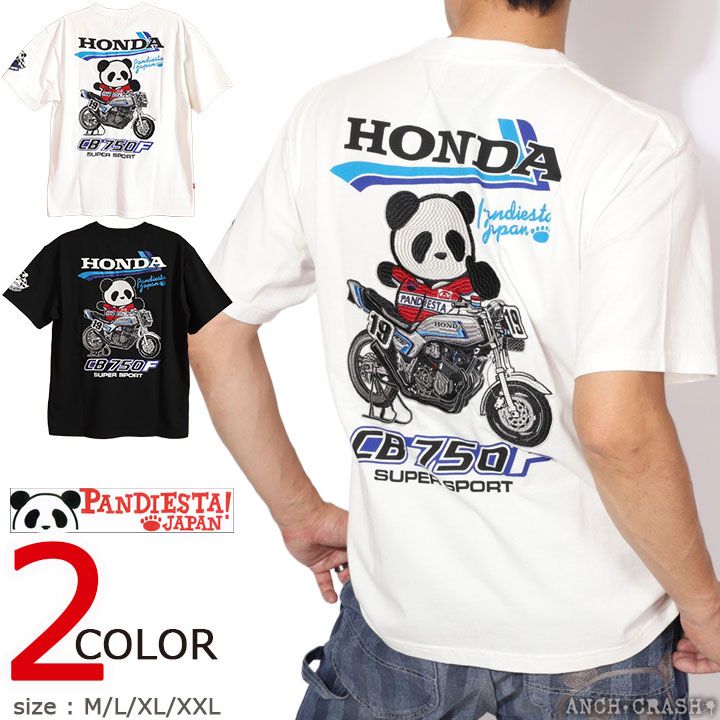 HONDA×PANDIESTA CB750F 19RIDER Tee 526507 パンディエスタ ホンダ 半袖Tシャツ 刺繍