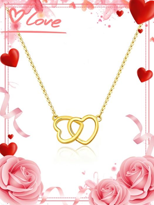 ジュエリー レディース ネックレス ペンダントネックレス 925スターリングシルバー 重ね合わせダブルハートペンダントネックレス(ダブルハートボンディングデザイン)、ギフトボックス入り、デイリーウェアやバレンタインデーのギフトに適しています 1個入り