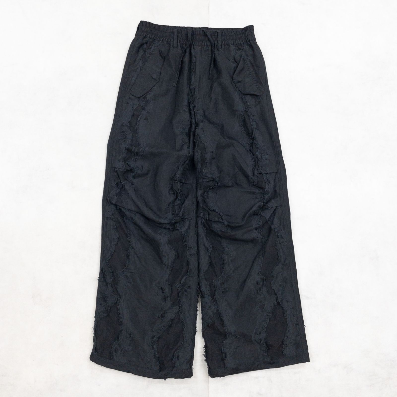 TAAKK ターク 2025SS CUT JACQUARD PARACHUTE PANTS パラシュートパンツ ワイドパンツ コットン ナイロン ブラック 日本製 メンズ 1 b01714