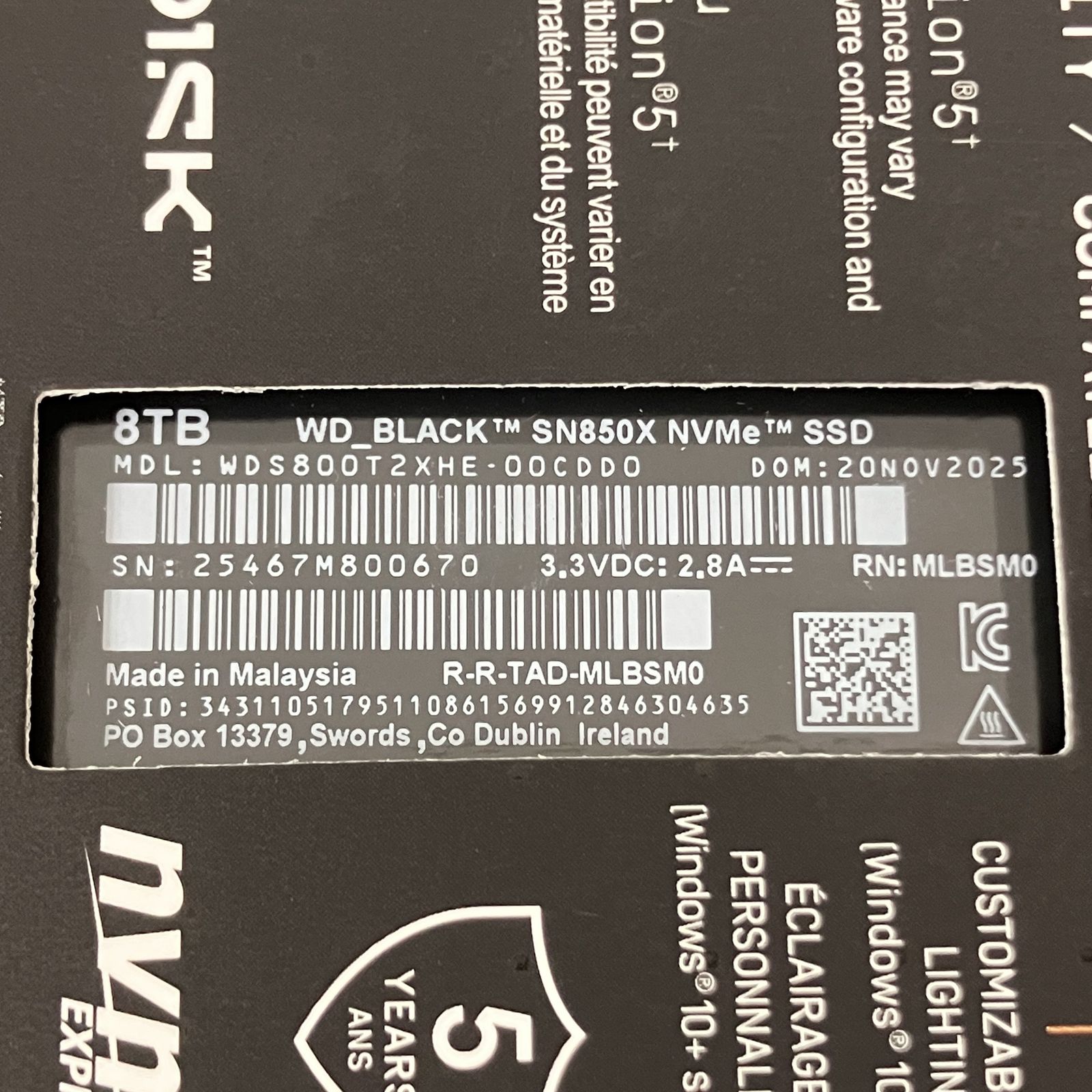 Sandisk WD_Black SN850X 8TB SSD 未使用 - ReRe
