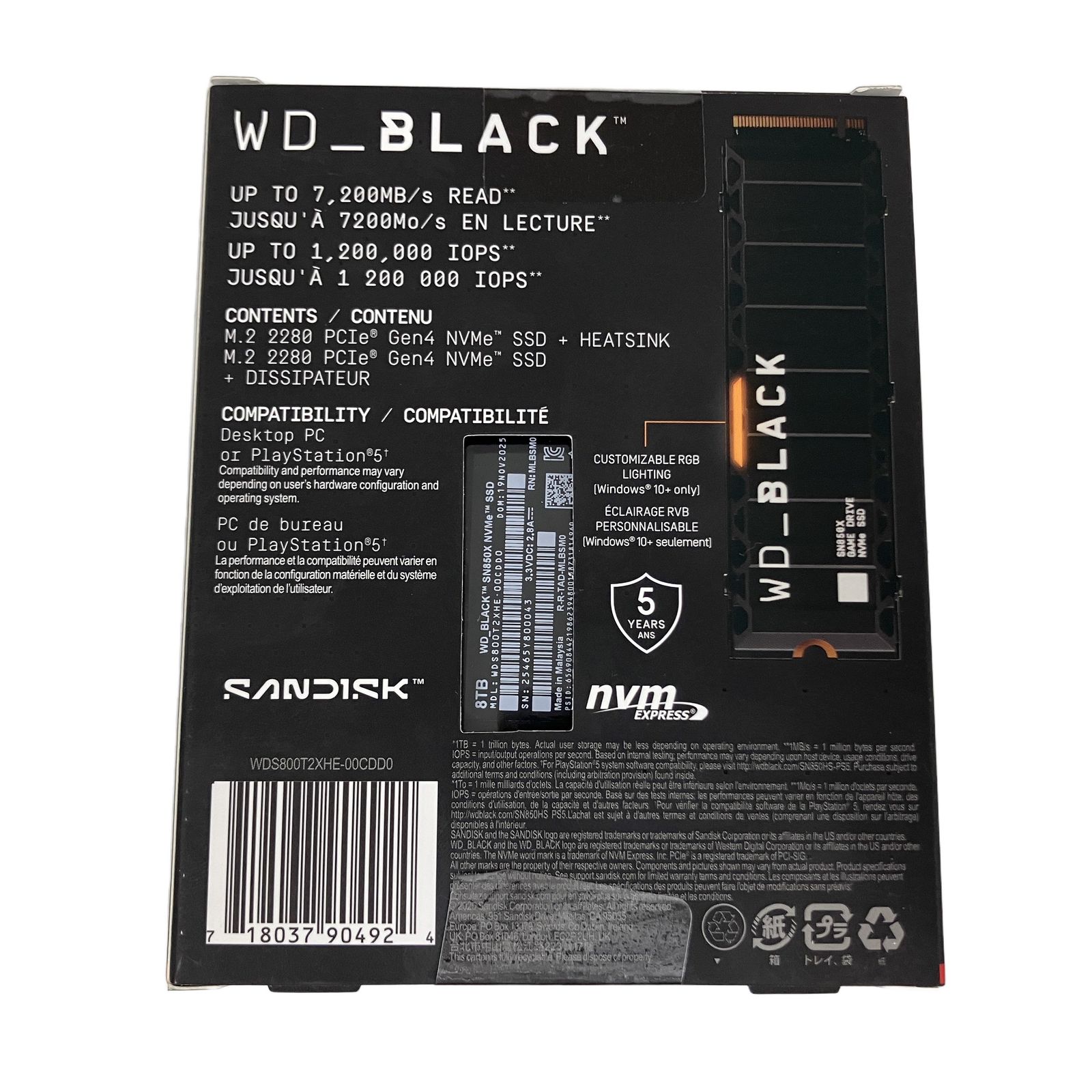 WD_Black SN850X 8TB NVMe Gen4 SSD 未使用 - ReRe