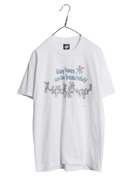 90s USA製 ウサギ イラスト プリント Tシャツ メンズ レディース L / オールド アート グラフィック アニマル シングルステッチ カットソー