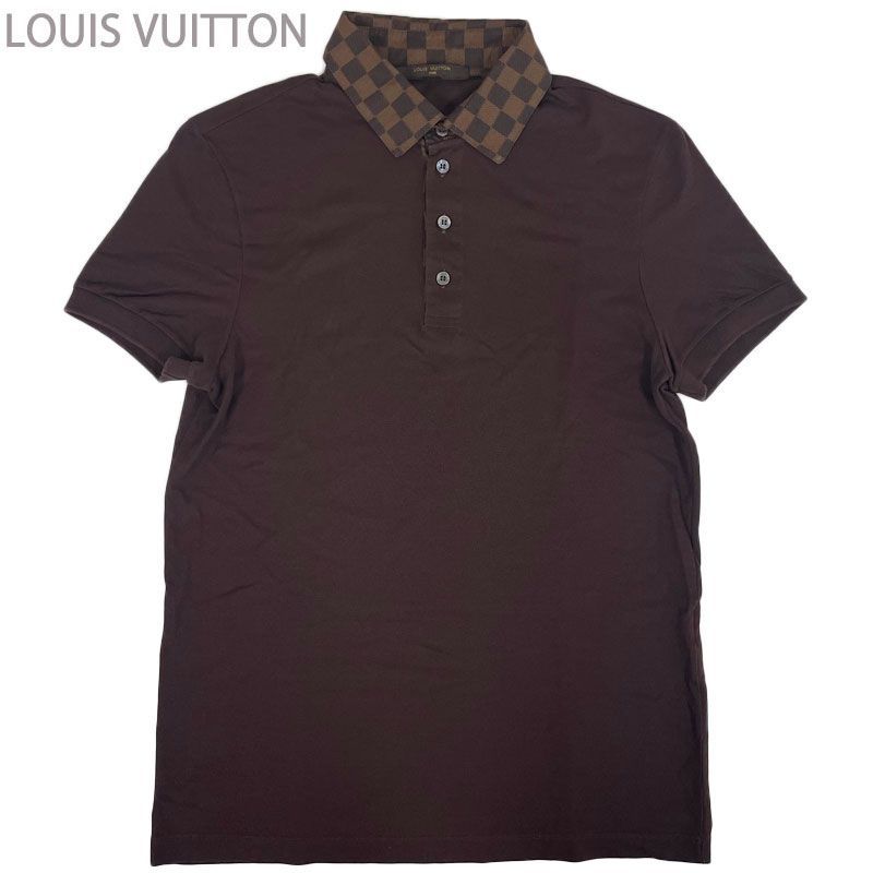 【中古】LOUIS VUITTON ルイ・ヴィトン ダミエカラー 襟ダミエ ポロシャツ ブラウン メンズ