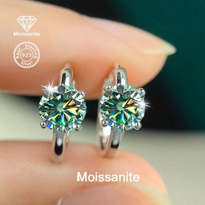 ジュエリー レディース イヤーアクセサリー 1ペア 925スターリングシルバー 1カラット ブルーグリーン モアッサナイト ピアス、ファッショナブルで繊細、彼女への誕生日/母の日ギフト