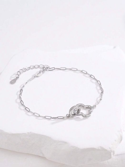 ジュエリー レディース ブレスレット チェーンブレスレット 1個 高品質ファッション四つ葉のクローバー ジルコニア 925スターリングシルバーチェーンブレスレット、彼女への贅沢なギフト、パーティー&バンケット用
