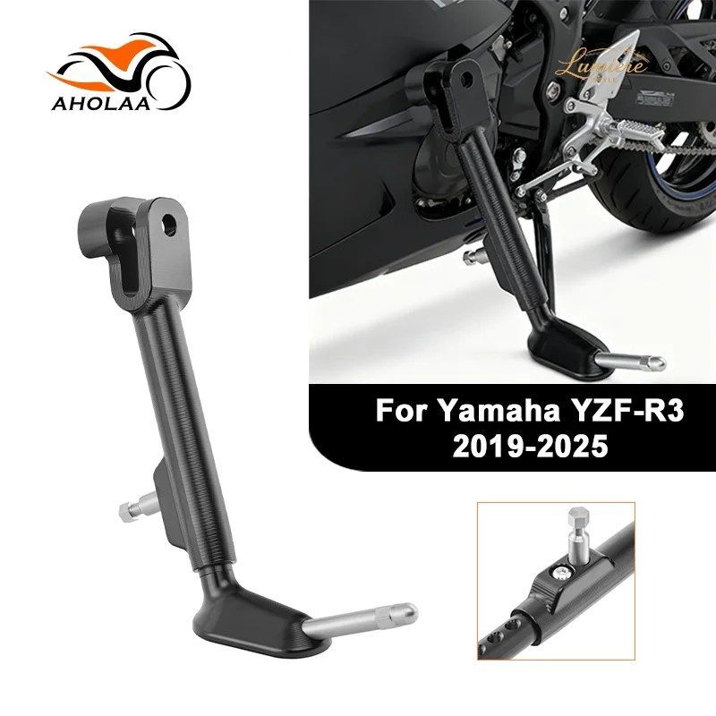 Motorcycle Adjustable Kickstand Foot Side Stand Parking For Yamaha YZF R3 YZF-R3 Accessories Steel CNC 2019-2025 2024 2023 2022