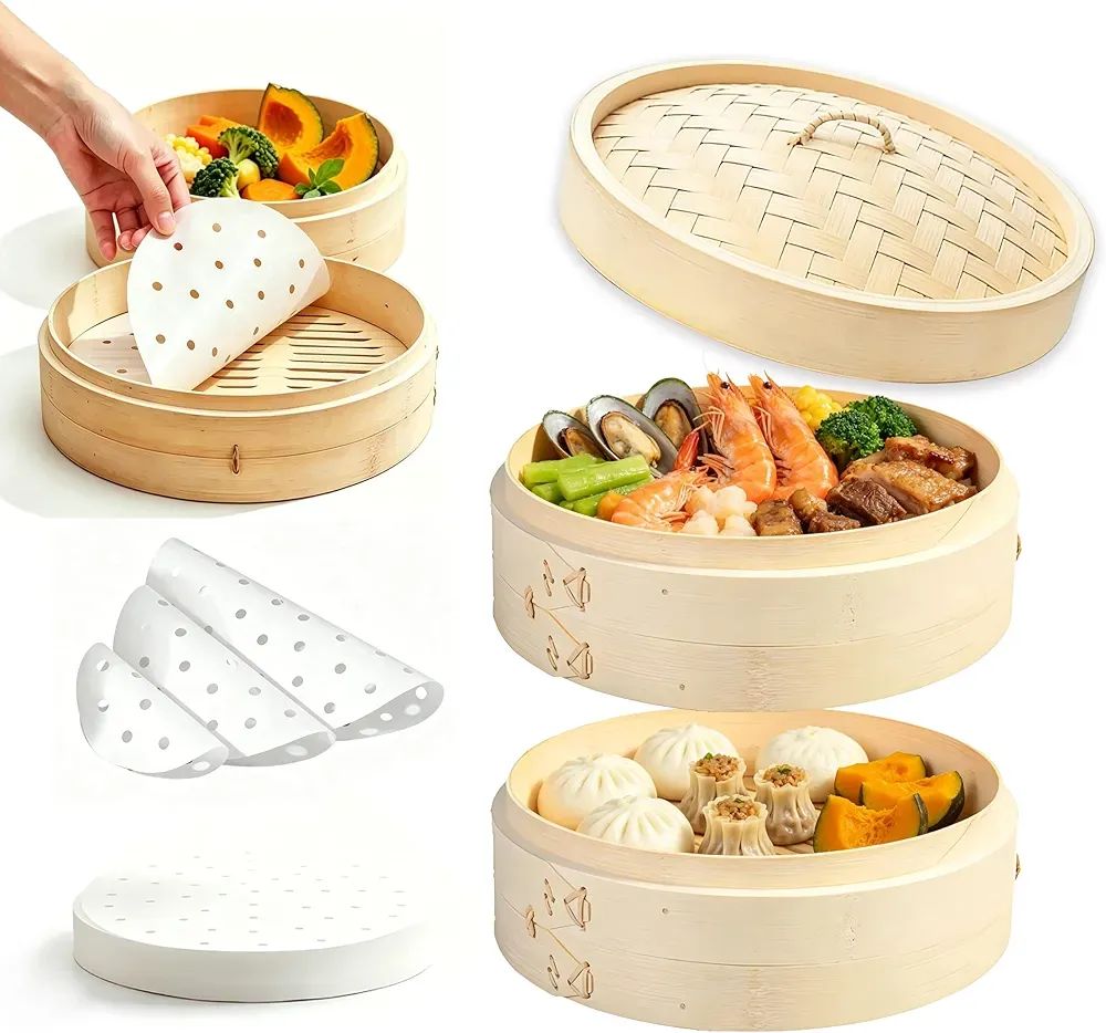 せいろ蒸し器 手作り竹せいろ 天然竹せいろセット 中華せいろ 専用竹紙