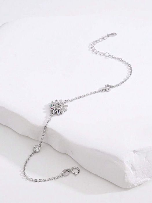 ジュエリー レディース ブレスレット チェーンブレスレット 1個 ファッション品質ジルコニア レインボー ひまわりデザイン レディース ラグジュアリー パーティー&デイリー ウェア ブレスレット