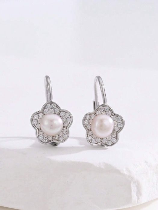 ジュエリー レディース イヤーアクセサリー 真珠の花型ピアス 1ペア、自然真珠 パーティー/デートナイトの女性への贈り物