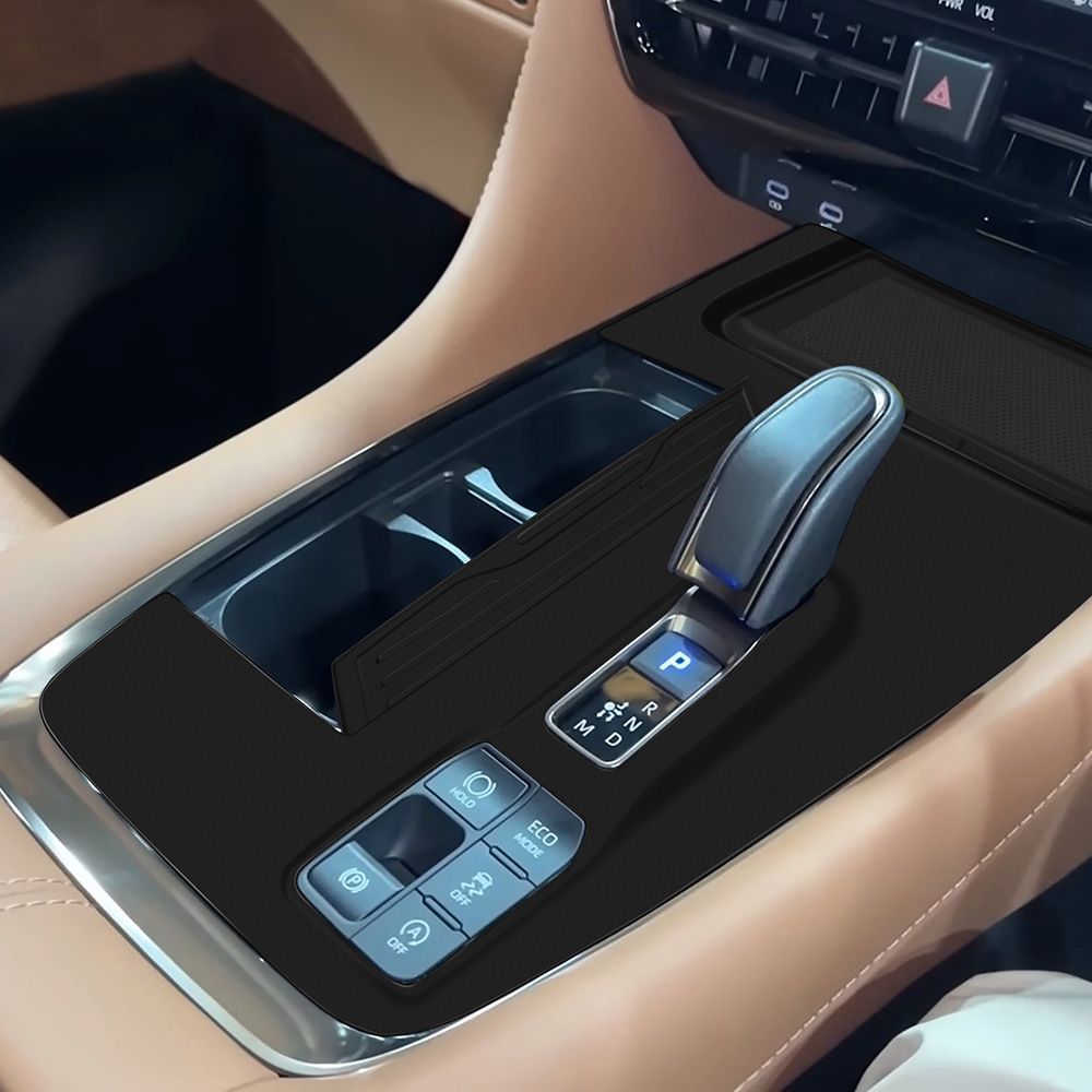 トヨタ Toyota アルファード ALPHARD ヴェルファイア VELLFIRE 40系 2023年モデル 右ハンドル上位仕様車用 シフトまわりシリコンマット 2点セット マットブラック/ブラウンレザー調 シリコン製 置くだけ取付 内装保護