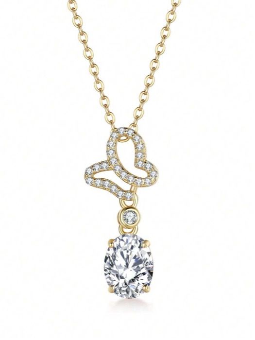 ジュエリー レディース ネックレス ペンダントネックレス S925スターリングシルバー製 蝶ペンダントネックレス、女性に使いやすいジュエリー、彼女、妻、母への誕生日、記念日のギフトに