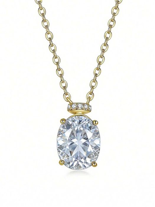 ジュエリー レディース ネックレス ペンダントネックレス S925スターリングシルバー オーバルストーンペンダントネックレス、女性に使いやすいジュエリー、彼女、妻、母への誕生日、記念日のギフトに