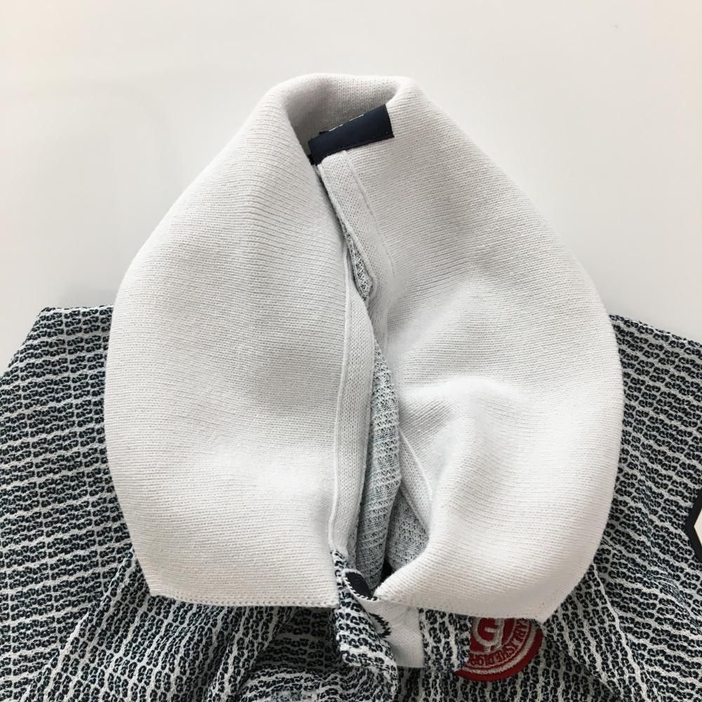 美品】パーリーゲイツ 半袖ポロシャツ 白×ネイビー 総柄 ワッペン