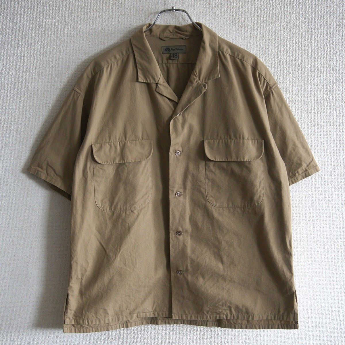 【美品】Nigel Cabourn コットンオープンカラー シャツ 50 カーキ 美品】NIGEL CABOURN 【OPEN COLLAR SHIRT COTTON TWILL】48 カーキ