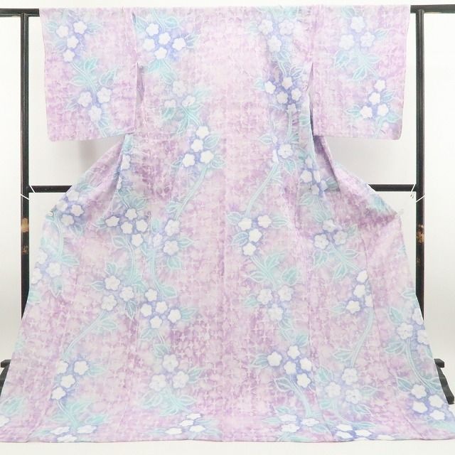 新品・浴衣】有松鳴海絞り お仕立て上がり品 洗える夏着物 綿 仕付け糸