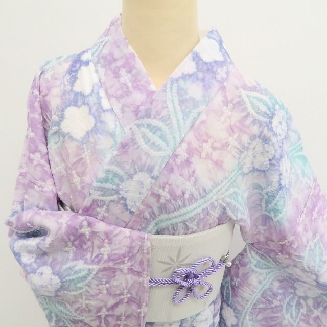 新品・浴衣】有松鳴海絞り お仕立て上がり品 洗える夏着物 綿 仕付け糸