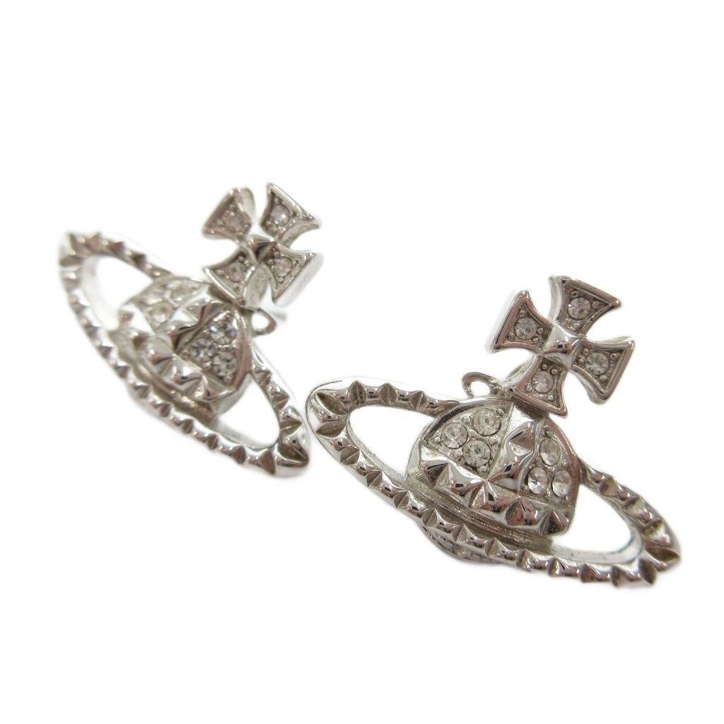 ヴィヴィアンウエストウッド Vivienne Westwood MAYFAIR BAS RELIEF EARRINGS ピアス オーブ ビジュー 両耳 シルバーカラー /FF