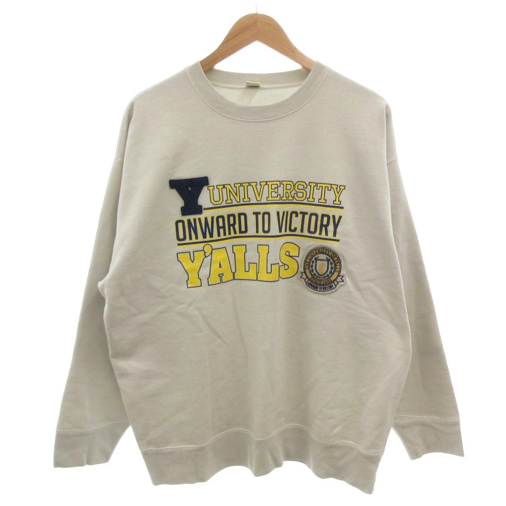 バーンズアウトフィッターズ Barns outfitters Pigment Dye Athletic Crewneck Print Sweatshirt スウェット トレーナー プリント 長袖 XL グレー /FF