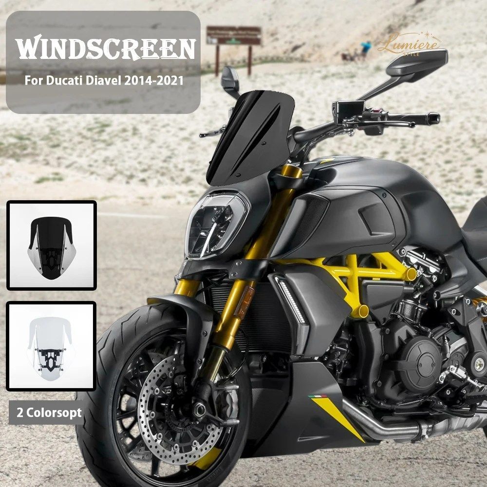Motorcycle Accessories For Ducati Diavel 2014-2022 Cover Wind Shield Deflector With Mounting Bracket Windshield Windscreen