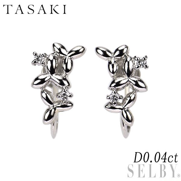 田崎真珠 Pt900 ダイヤモンド イヤリング 0.04ct