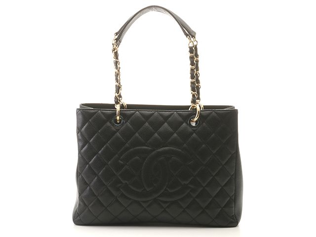 CHANEL シャネル バッグ GSTトート ブラック/GP A50995 トートバッグ キャビアスキン レディース【中古】472