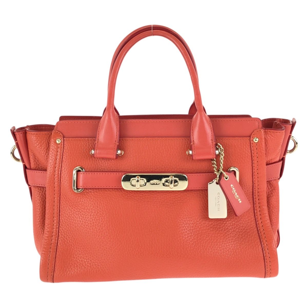 美品 COACH コーチ スワッガー 27 オレンジ ゴールド金具 レザー 34816 