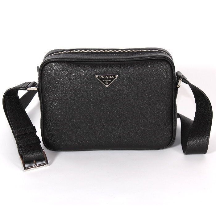 PRADA プラダ ヴィッテロダイノレザー ショルダーバッグ 2VH189 2BBE F0002 NERO/ブラック エナメルメタルトライアングルロゴ メッセンジャーバッグ クロスボディ 斜め掛け メンズ レディース ユニセックス【新品・本物】売れ筋