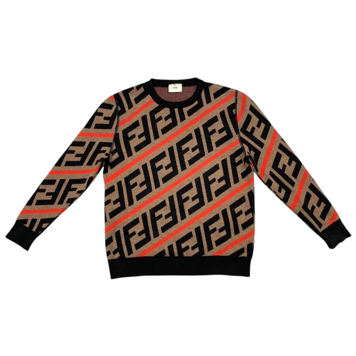 ☆フェンディ キッズセーター ズッカ ニット JKUXV 002 12Aサイズ ウール ロゴ ブラウン ブラック レッド FENDI