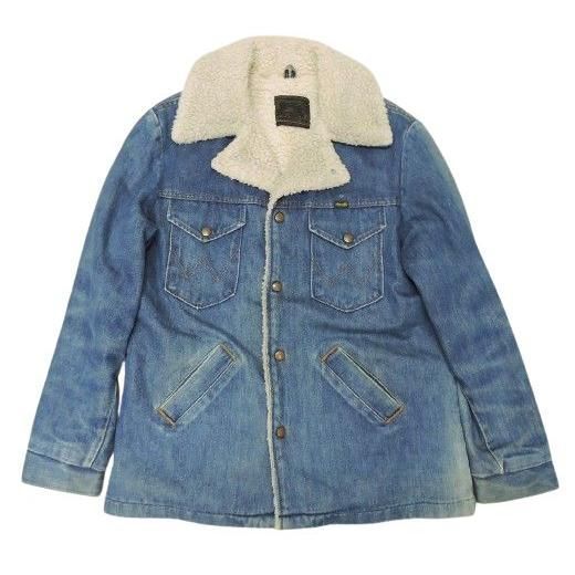 ▲70s Wrangler 1970年製 デニム ボア ランチコート USA製 サイズ不明 インディゴブルー ラングラー 中古品(134)