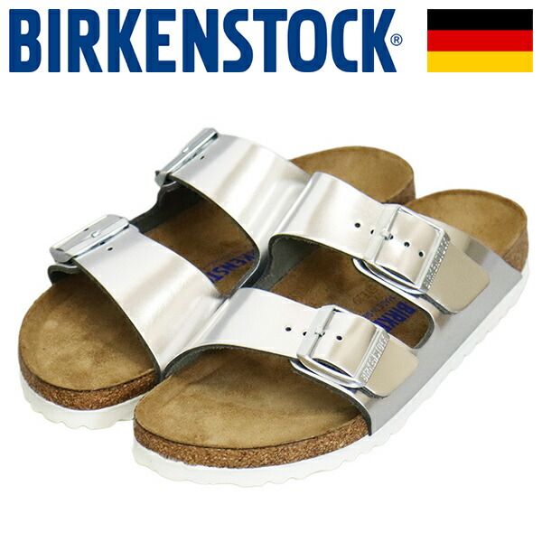 BIRKENSTOCK (ビルケンシュトック) 1005961 ARIZONA SFB アリゾナ ソフトフットベッド ナチュラルレザーサンダル SILVER ナロー BI586 ナロー 37-約24.0cm