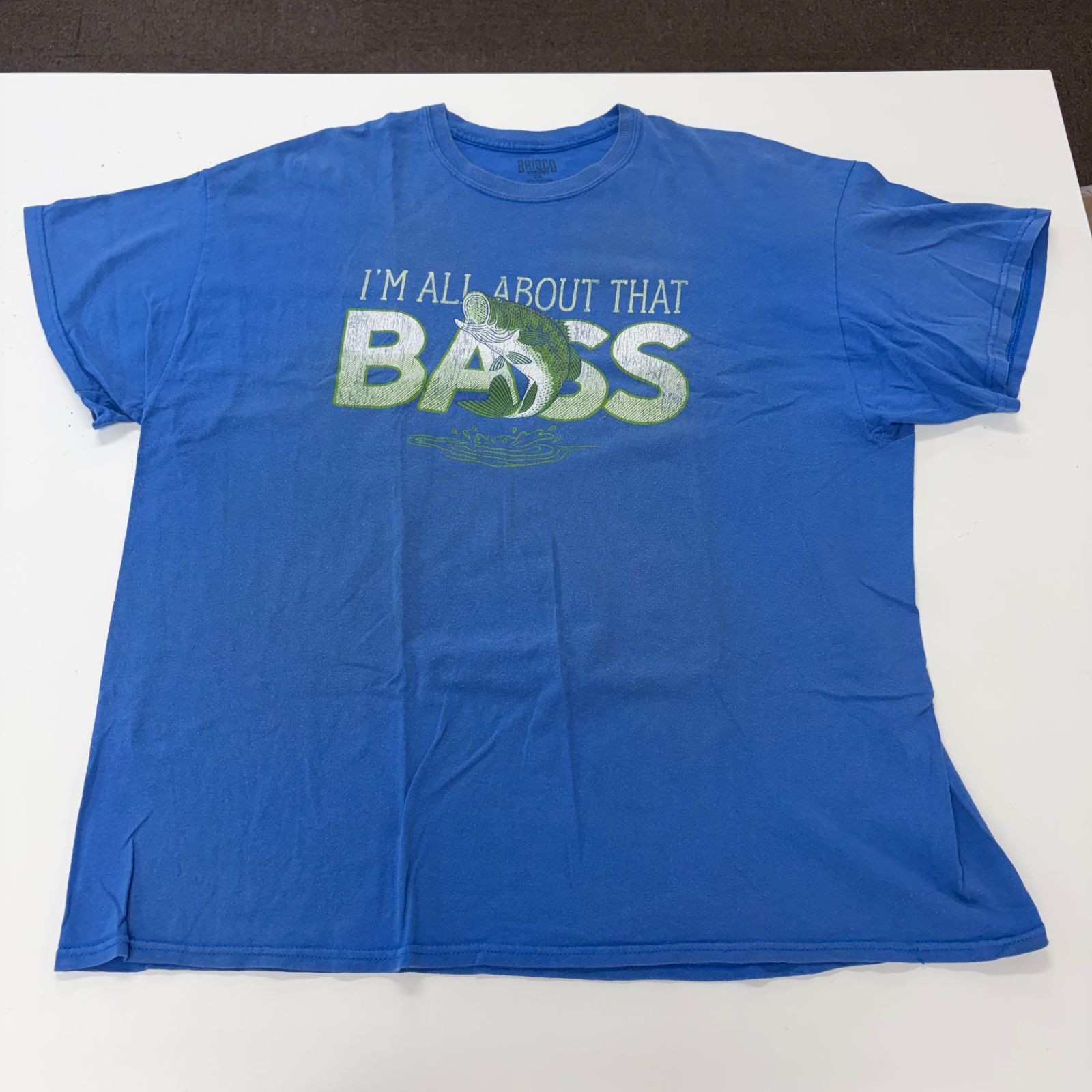 Brisco Brands 半袖 プリント Tシャツ 2XL ブルー ホンジュラス製 メンズ 釣り 魚 ブラック バス アニマル アメカジ ヴィンテージ 古着