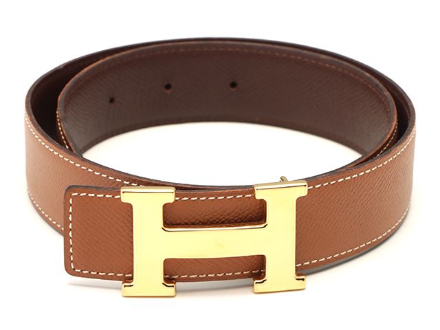 HERMES エルメス 衣類・靴 Hベルト 32mm ゴールド/ダークブラウン/GP ベルト ベルト クシュベル ブラウン レディース【中古】433