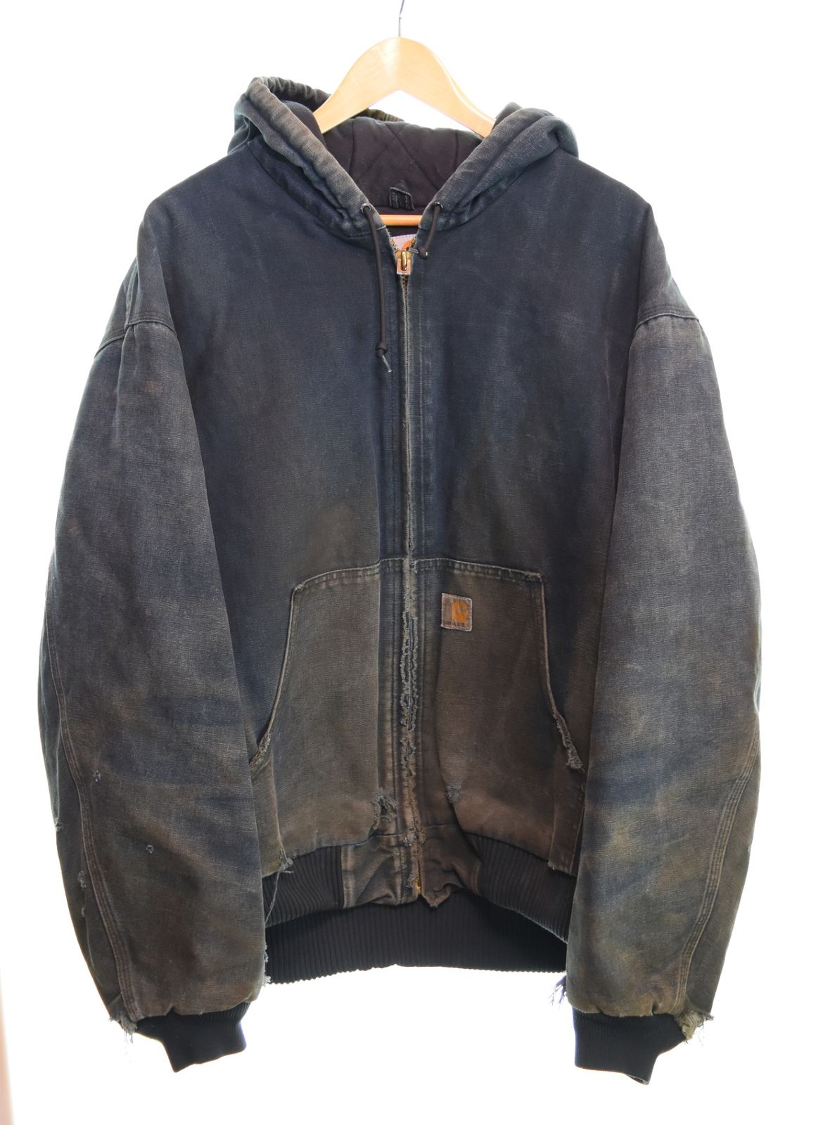 カーハート Carhartt 90's Duck Activ Jacket ダック アクティブ ジャケット MADE in USA フェード 雰囲気系 襤褸 BORO ボロ ワーク ジャケット 2XL ジャケット ブラック 103MT-4867