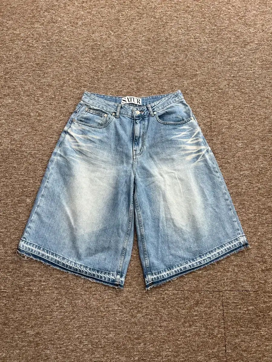 セター SATUR ワイド デニム ハーフパンツ M